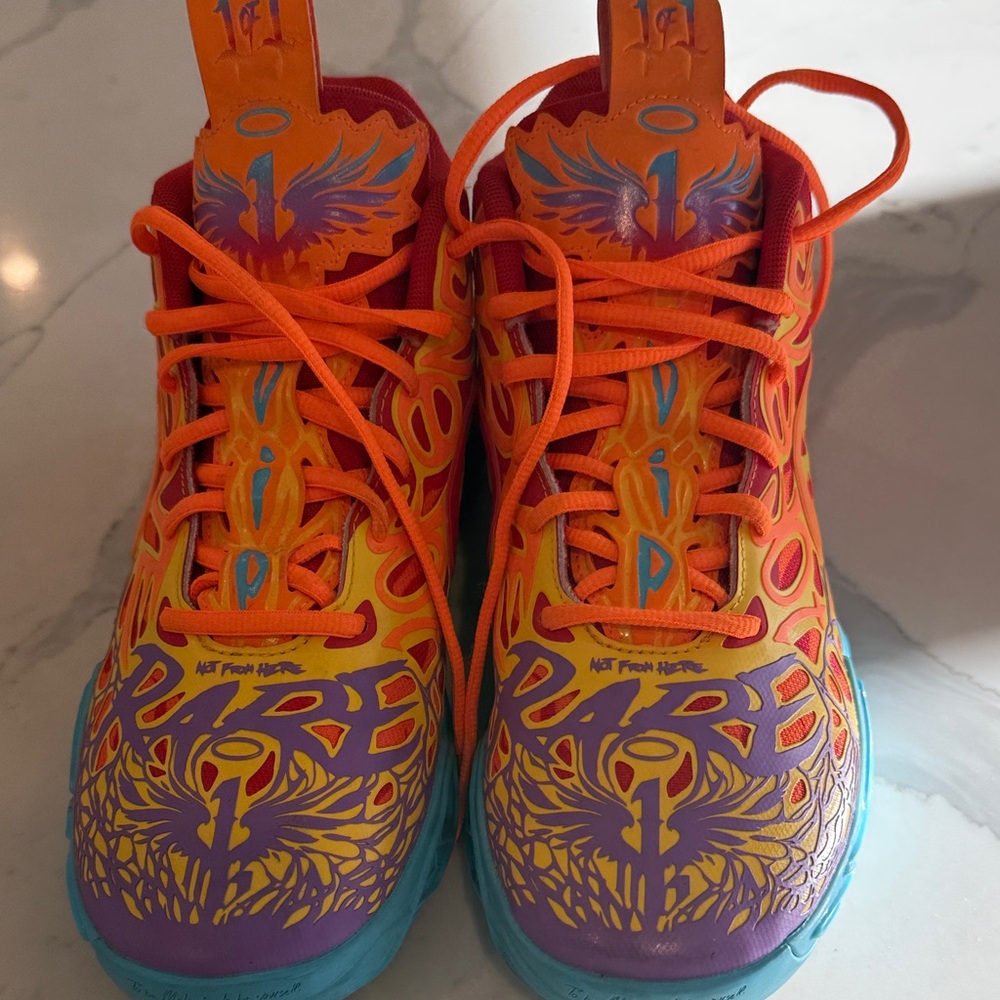 Puma Kids Sneakers with Orange and Blue Design